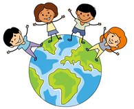 multicultural children around the globe clipart